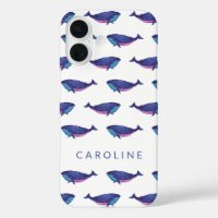 Cute Whale Art Pattern in Ocean Blue Personalized