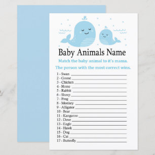 Cute Whale Baby Animals Name Game