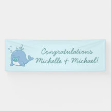 Cute Whale Baby Shower Kawaii Boy Blue