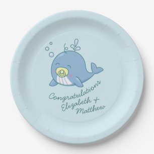 Cute Whale Baby Shower Kawaii Paper Plate