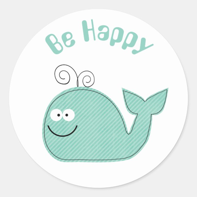 Cute whale be happy motivational sticker (Front)