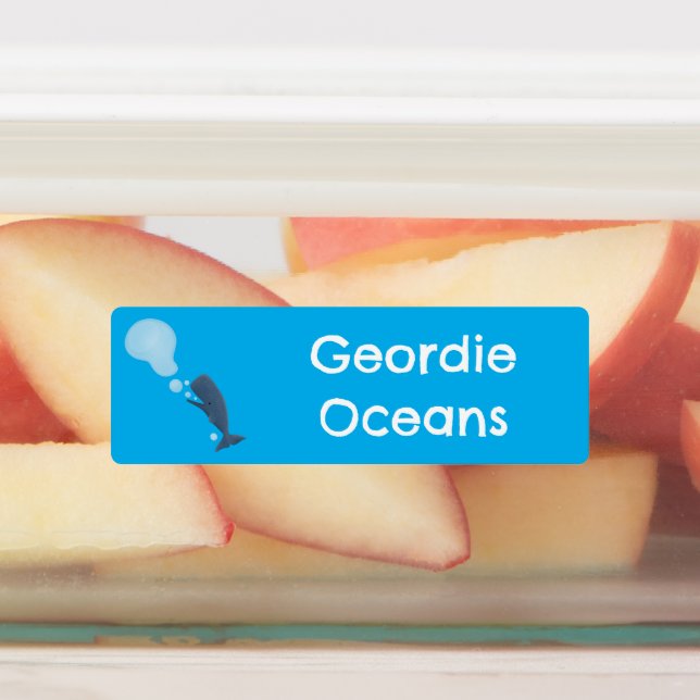 Cute whale blowing bubbles cartoon personalized  (Affixed)