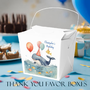 Cute Whale Boy's Birthday Thank You Favor Box