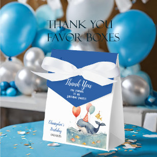 Cute Whale Boy's Birthday Thank You Favor Box