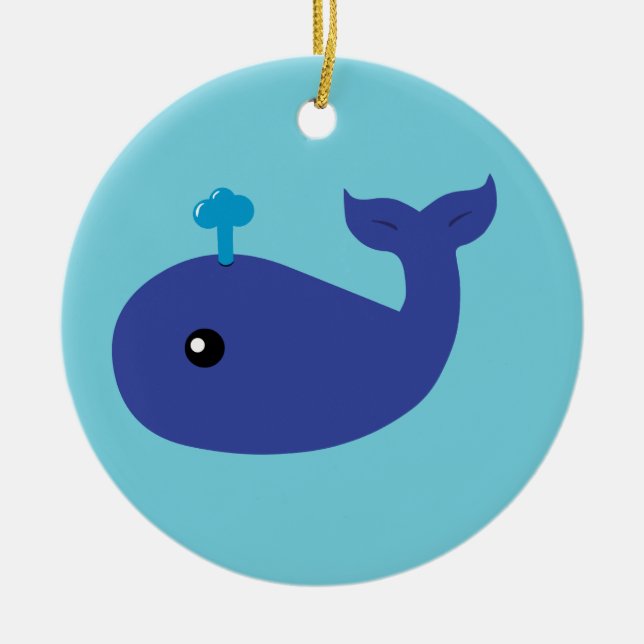 Cute Whale Ceramic Ornament (Front)