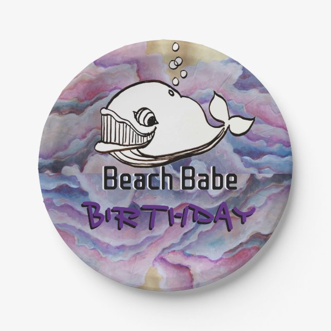 cute whale drawing paper plate (Front)