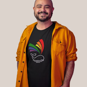 Cute Whale Gay Pride Rainbow Black T-Shirt