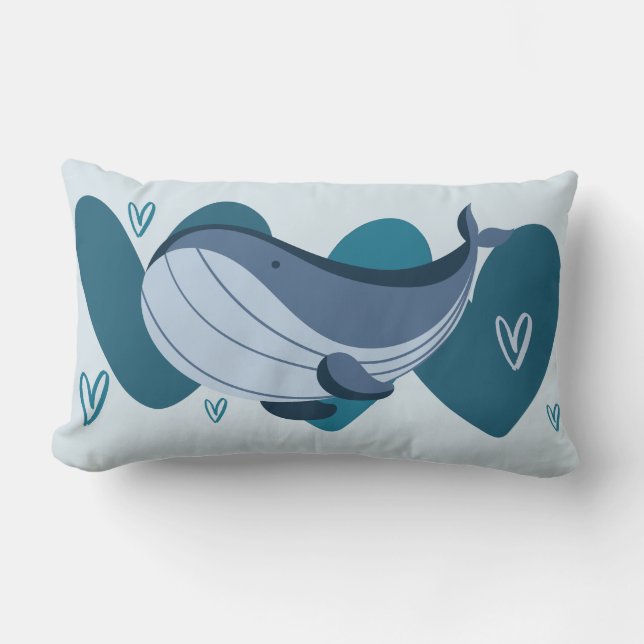 Cute Whale Lumbar Pillow (Front)