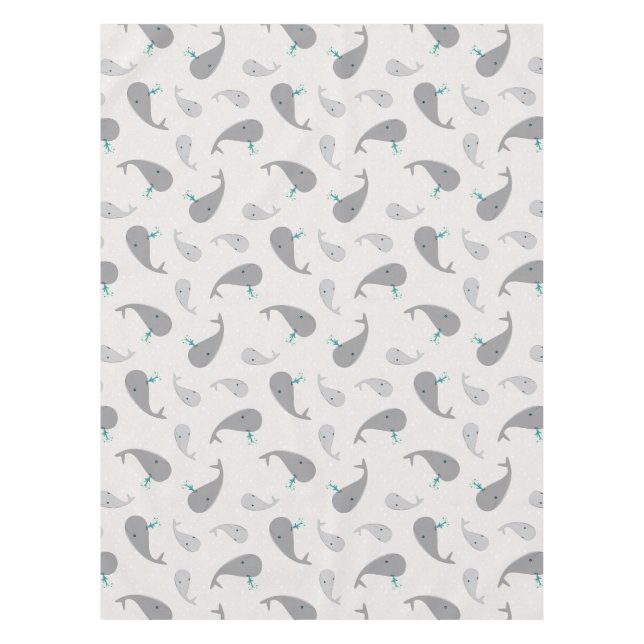 Cute Whale Mom and Baby Pattern Tablecloth (Front)