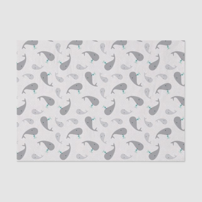 Cute Whale Mom and Baby Pattern Tissue Paper (Front)