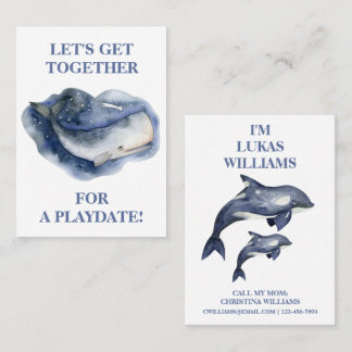 Cute Whale & Orca Garçons Jouer Carte d'appel mama