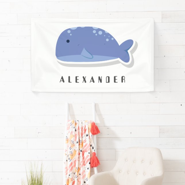 Cute Whale Personalized Birthday Banner — Cartoon  (Insitu)