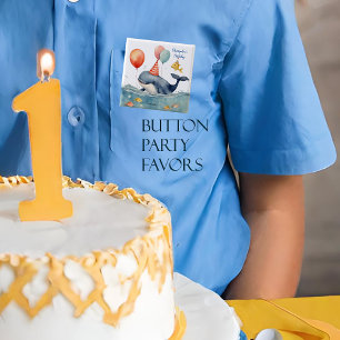 Cute Whale Personalized Boys Birthday 2 Inch Square Button