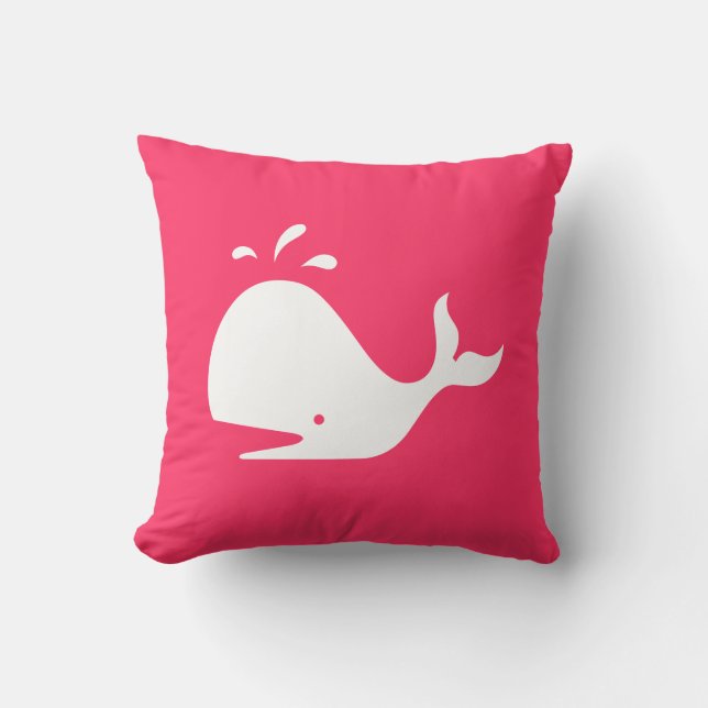 Cute Whale Pillow: Customizable Text & Colour Throw Pillow (Front)