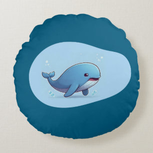 Cute Whale Round Pillow