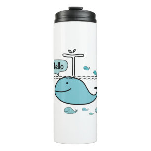 cute whale, say hello on the sea thermal tumbler