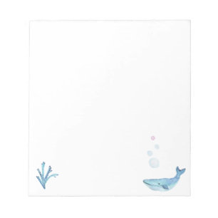Cute whale sea world themed note pad
