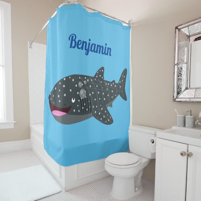 Cute whale shark happy cartoon illustration (In Situ)