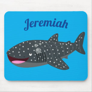 Cute whale shark happy cartoon illustration mouse pad