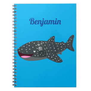 Cute whale shark happy cartoon illustration notebook