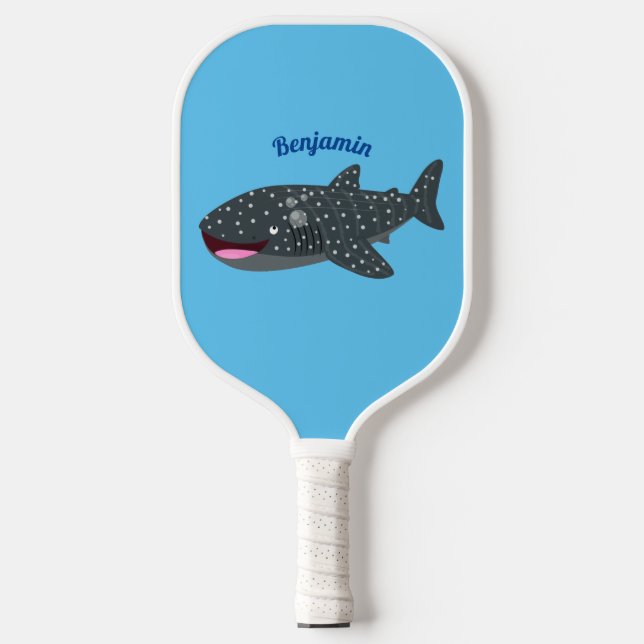 Cute whale shark happy cartoon illustration  pickleball paddle (Front)