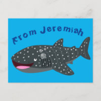 Cute whale shark happy cartoon illustration