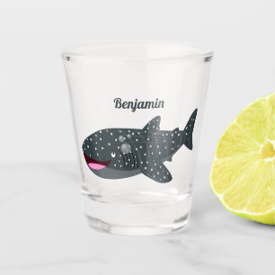 Cute whale shark happy cartoon illustration  shot glass