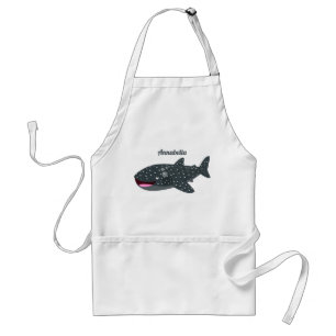 Cute whale shark happy cartoon illustration standard apron