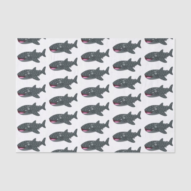 Cute whale shark happy cartoon illustration tissue paper (Front)