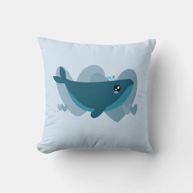 Cute Whale Throw Pillow (Front)
