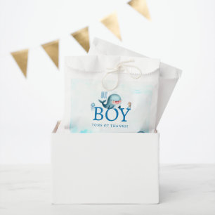 Cute Whale Under Sea Watercolor Boy Baby Shower Favour Bag
