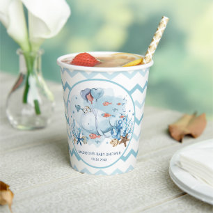 Cute Whale Under the Sea Nautical Baby Shower Paper Cups