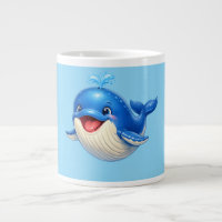 Cute Whale with Big Eyes Happy Ocean Animal Illust