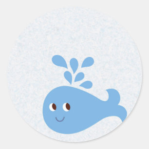 Cute Whale with Spout Classic Round Sticker