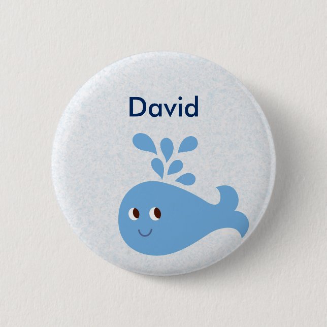 Cute Whale with Spout Customizable 2 Inch Round Button (Front)