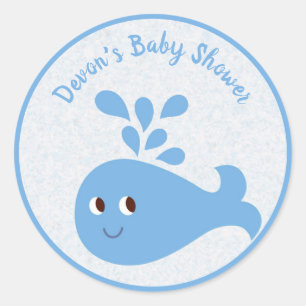 Cute Whale with Spout Personalized Classic Round Sticker