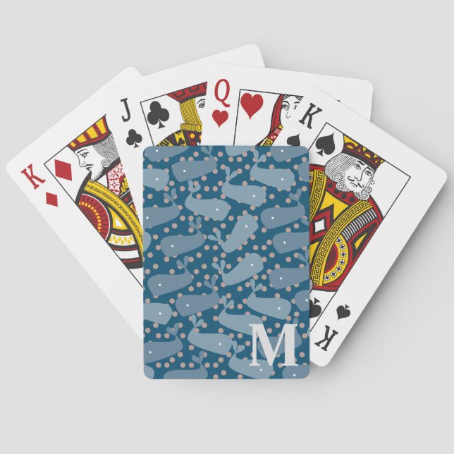 Cute Whales and Dots Playing Cards (Back)