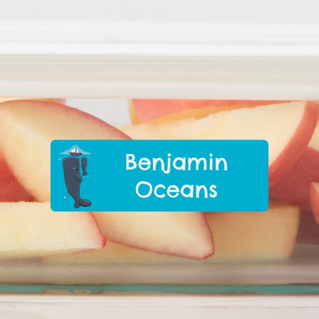 Cute whales and sailing boat cartoon personalized (Affixed)