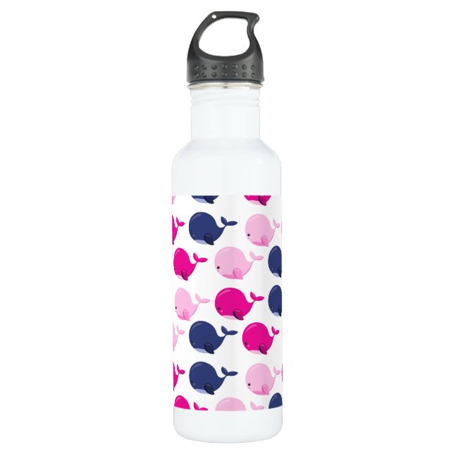 Cute Whales, Pattern Of Whales, Sea Animals 710 Ml Water Bottle (Front)