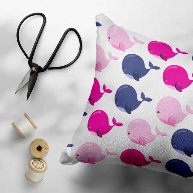 Cute Whales, Pattern Of Whales, Sea Animals Accent Pillow (Creator Uploaded)