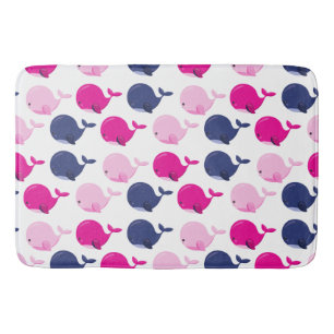 Cute Whales, Pattern Of Whales, Sea Animals Bath Mat