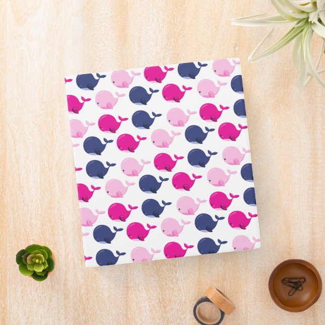 Cute Whales, Pattern Of Whales, Sea Animals Binder (In Situ)