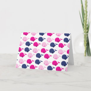 Cute Whales, Pattern Of Whales, Sea Animals Card