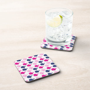 Cute Whales, Pattern Of Whales, Sea Animals Coaster