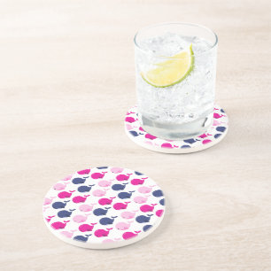 Cute Whales, Pattern Of Whales, Sea Animals Coaster