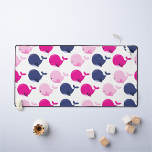 Cute Whales, Pattern Of Whales, Sea Animals Desk Mat