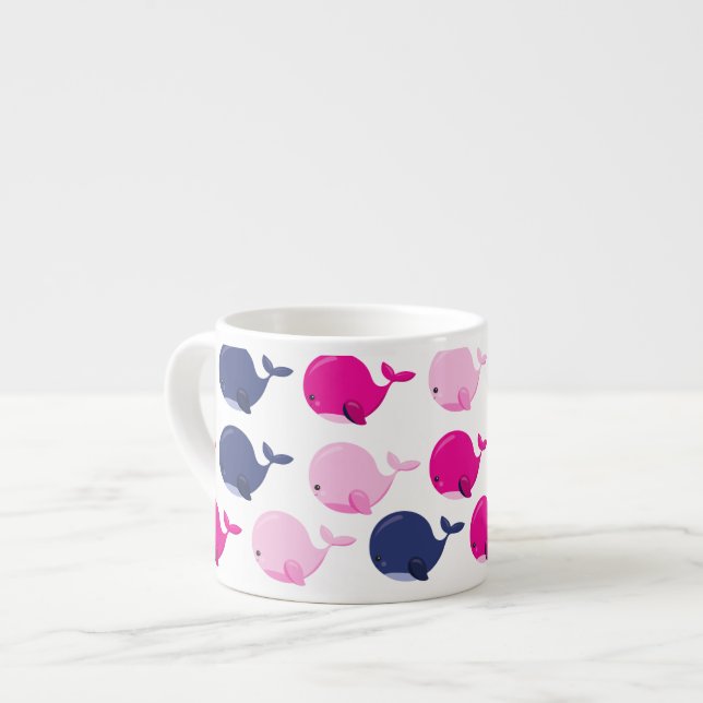Cute Whales, Pattern Of Whales, Sea Animals Espresso Cup (Front Left)