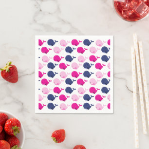 Cute Whales, Pattern Of Whales, Sea Animals Napkin