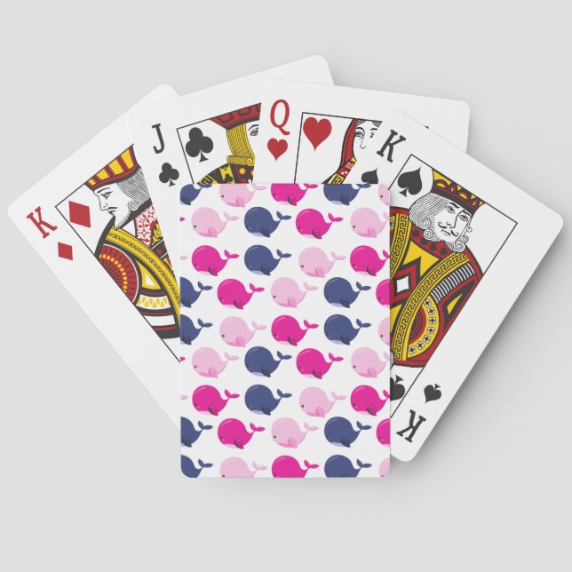 Cute Whales, Pattern Of Whales, Sea Animals Playing Cards (Back)