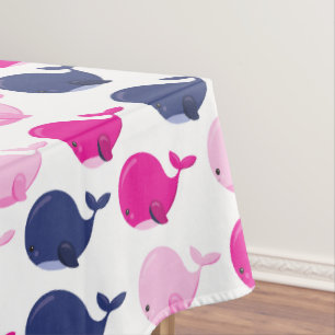 Cute Whales, Pattern Of Whales, Sea Animals Tablecloth